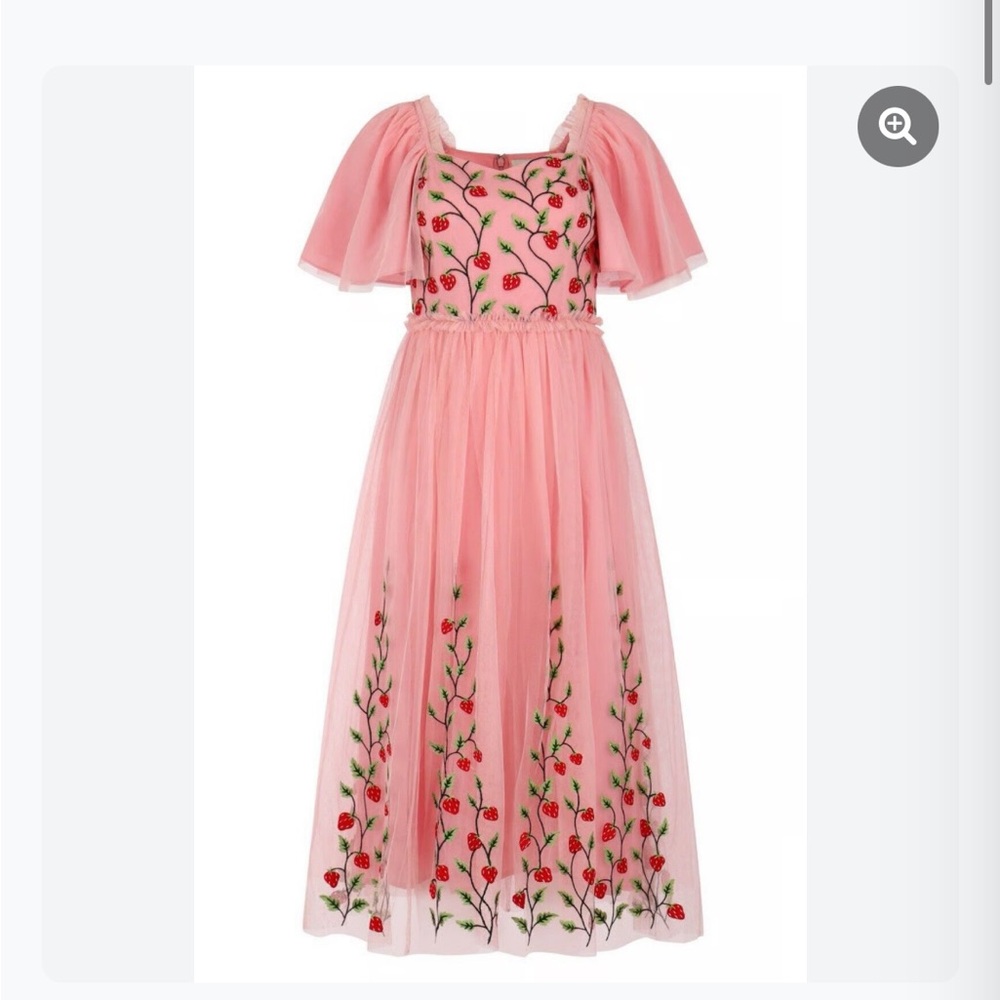Pink Dress with Strawberry Embroidery - Picture 2 of 4